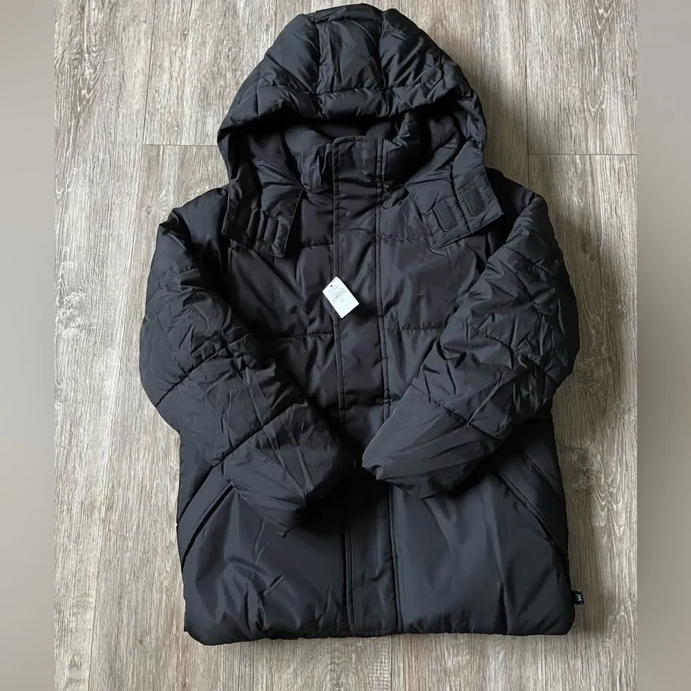 Gap Kids ColdControl Parka Hooded Long Jacket Lined Puffer Coat Black Medium $99